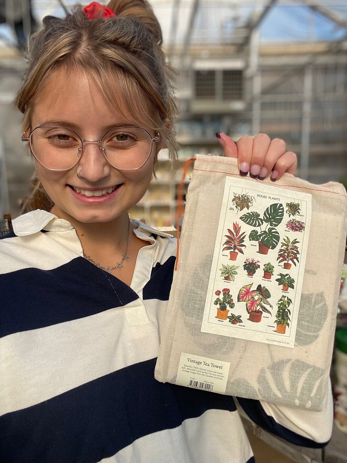 Vintage Houseplants Tea Towel Debs Greenhouse Garden Centre